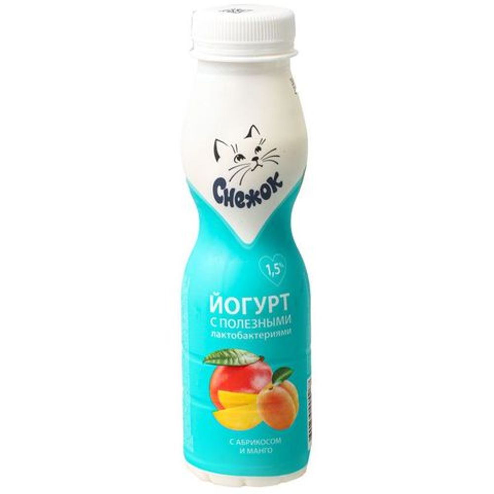 Йогурт пит. с абрикосом и манго 1,5% 260г пэт-бутылка "Снежок"