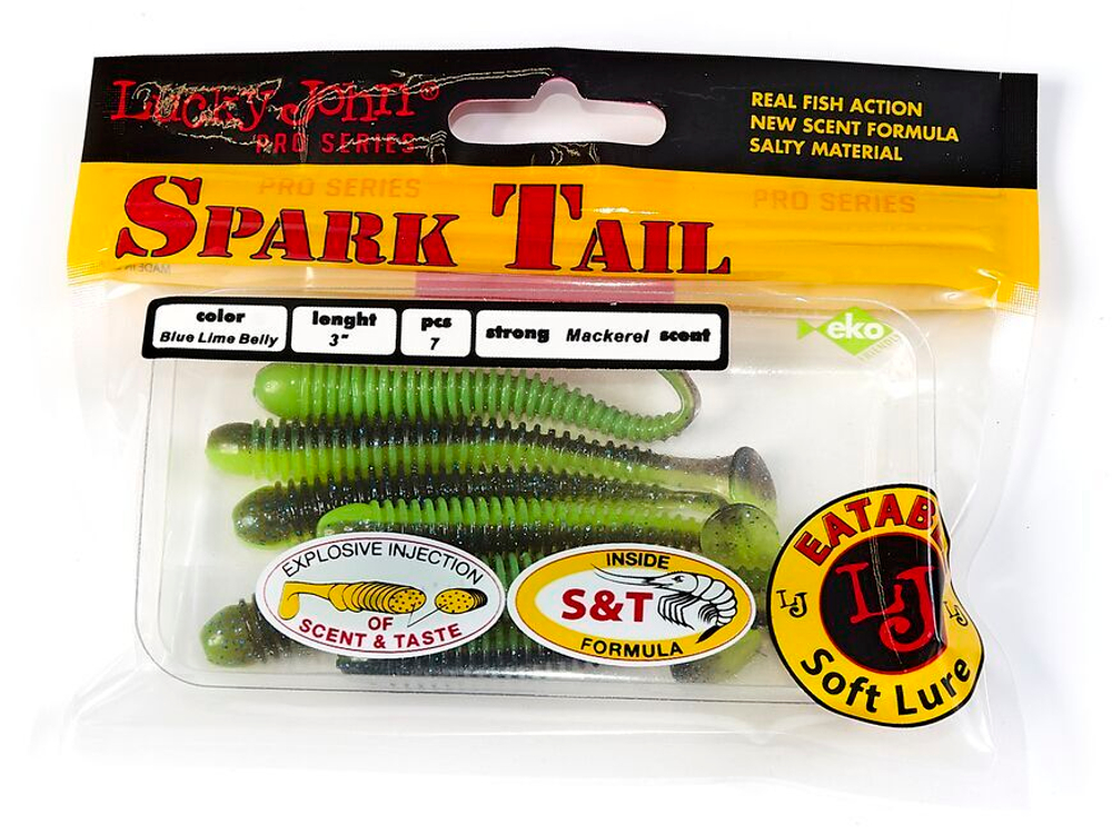 Виброхвосты съедобные LJ Pro Series Spark Tail 3,0in (7,6 см), цв. T53, 7 шт.