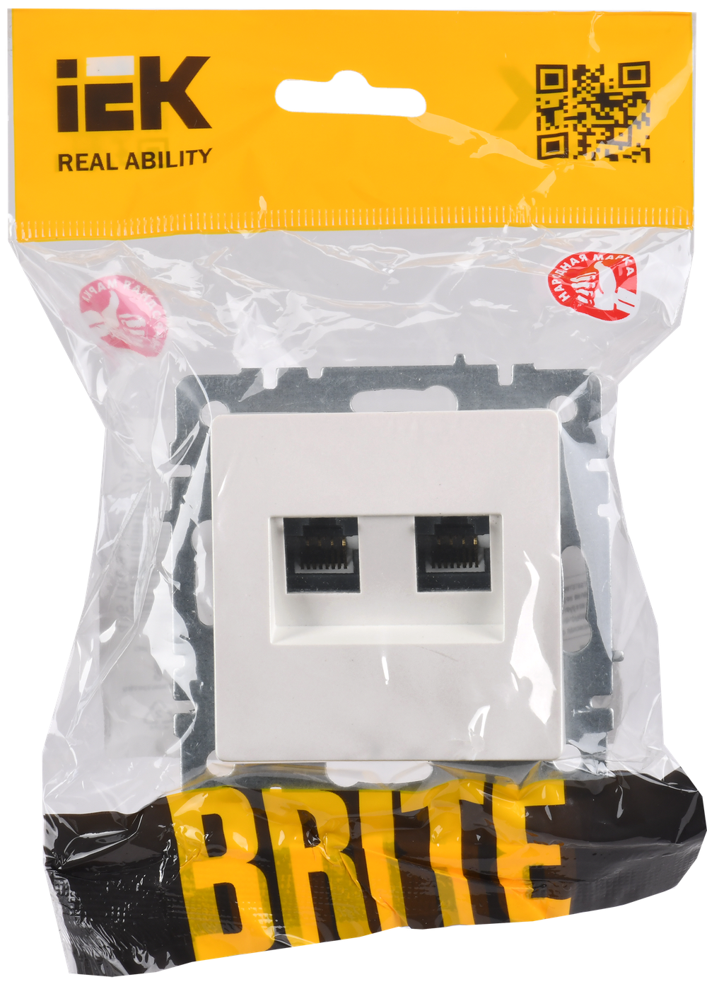 BRITE Розетка двойная RJ11+RJ45 кат.5E РК/Т12-БрЖ жемчуг IEK