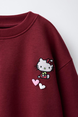 ZARA КОМПЛЕКТ ИЗ ТОЛСТОВКИ И РАСКЛЕШЕННЫХ ЛЕГИНСОВ HELLO KITTY ©, БУРГУНДИ