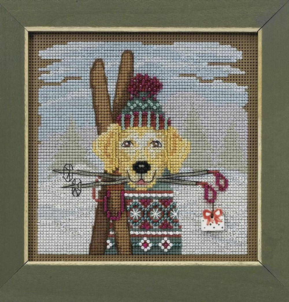 Набор для вышивания "Собачка-лыжник", 13,3 х 13,3 см (10005030/250824/5076867/1_США)