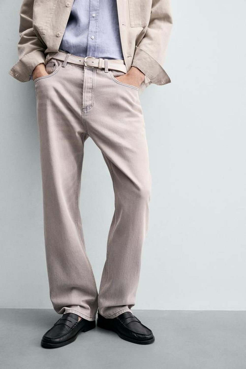 ZARA ДЖИНСЫ RELAXED ANKLE FIT, ГОЛУБОЙ