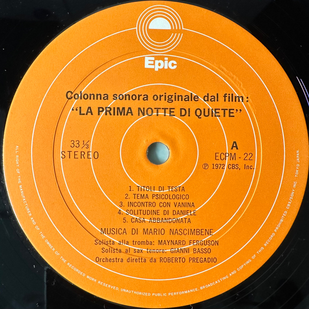 La Prima Notte Di Quiet -  The Original Motion Picture Soundtrack (Япония 1973г.)