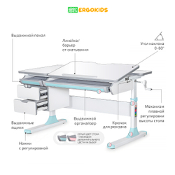 Стол письменный для школьников Ergokids Hamilton BD-680