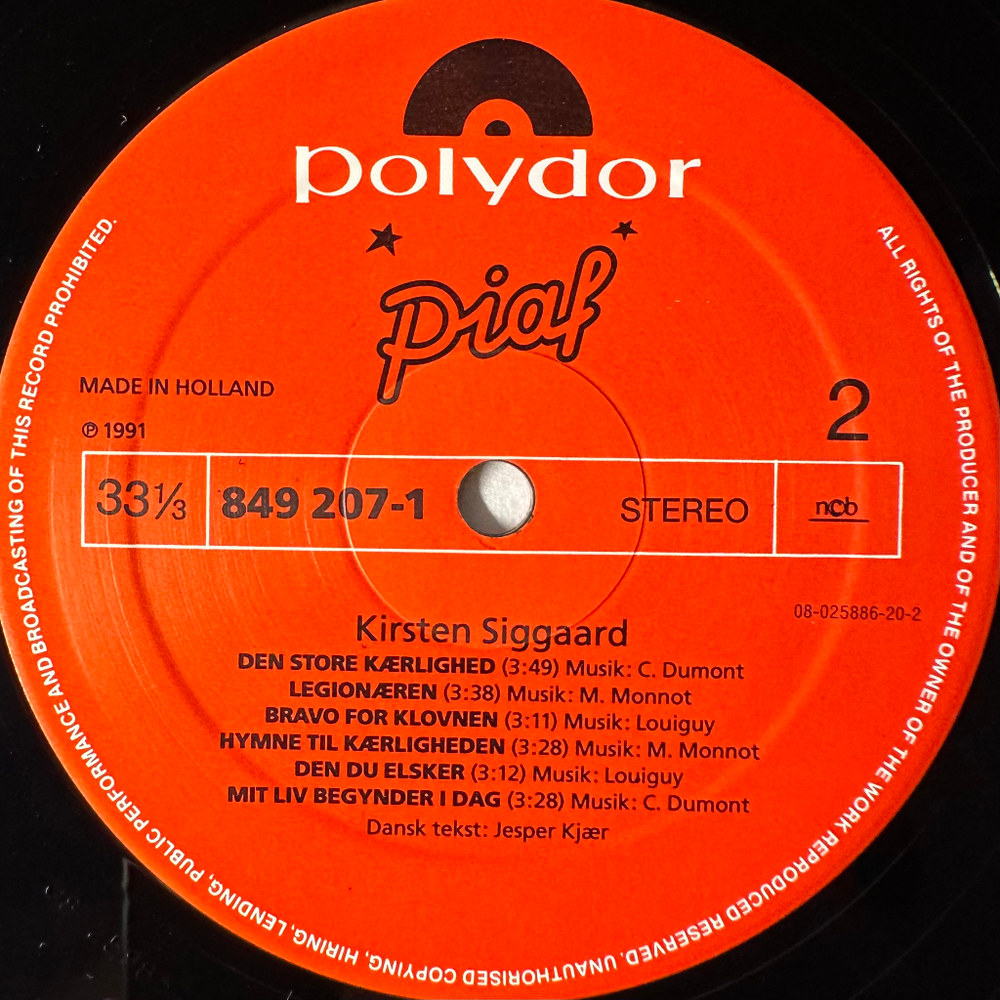 Kirsten Siggaard ‎– Piaf (Голландия 1991г.)