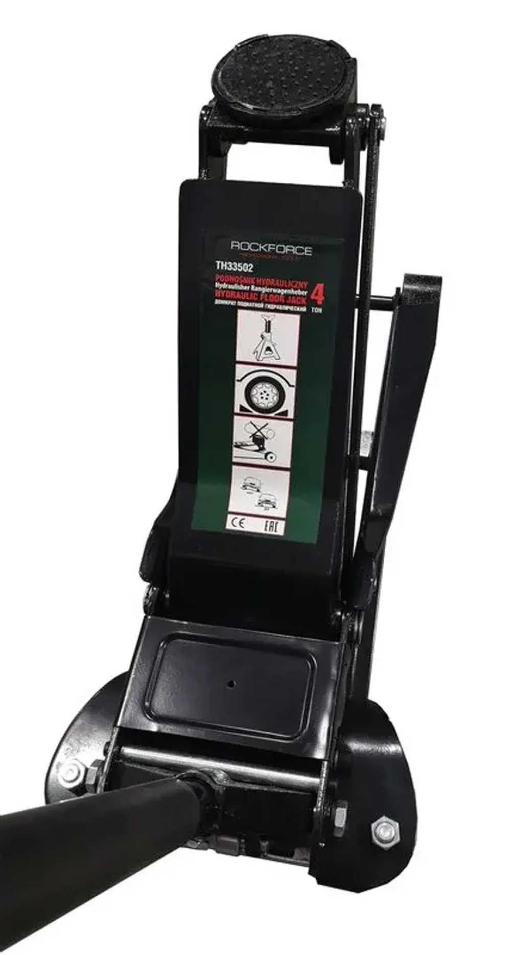 Домкрат подкатной гидравлический двухпоршневой 4т (h min 95мм, h max 560мм) RockFORCE RF-TH33502(RF83502)