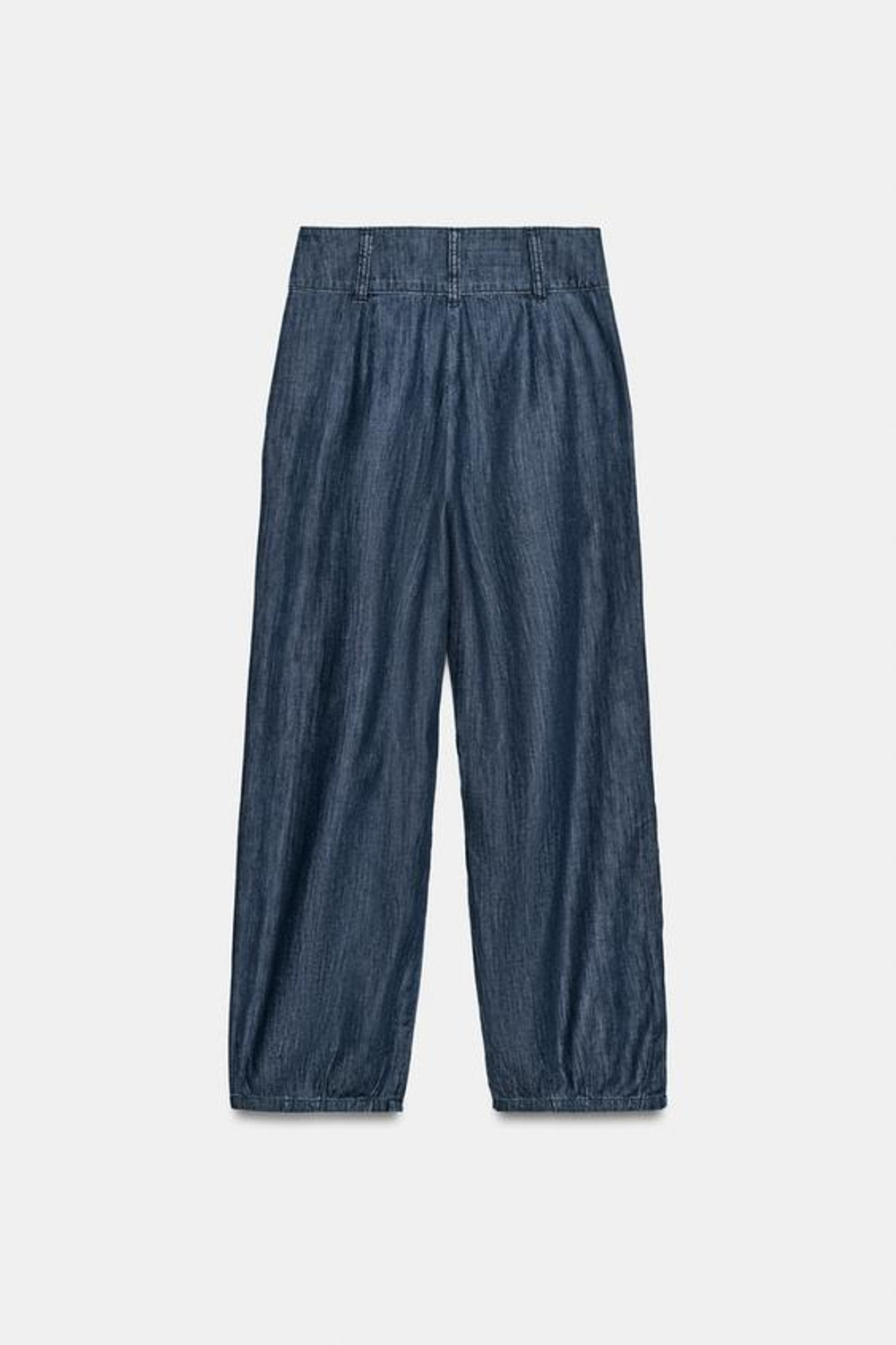 ZARA БРЮКИ BARREL С ЗАЩИПАМИ, СИНИЙ