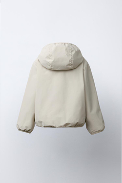 ZARA НЕЙЛОНОВАЯ КУРТКА ИЗ ПОЛАРФЛИСА, ЭКРЮ