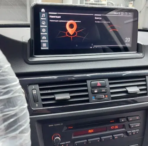 Магнитола для BMW 3-серия E90 2005-2012 (врезка по шаблону) - Parafar PF5273i6/128 монитор 10.25" на Android 13, Быстрая, CarPlay, 4G SIM-слот, джойстик iDrive в комплекте