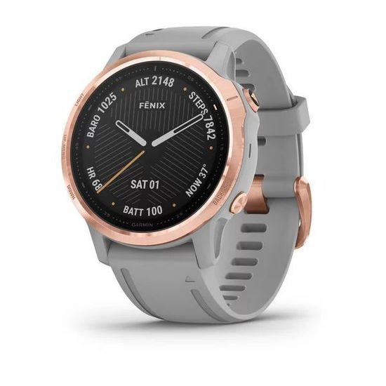 Мультиспортивные часы Garmin Fenix 6S Sapphire - розовое золото с серым ремешком 010-02159-21