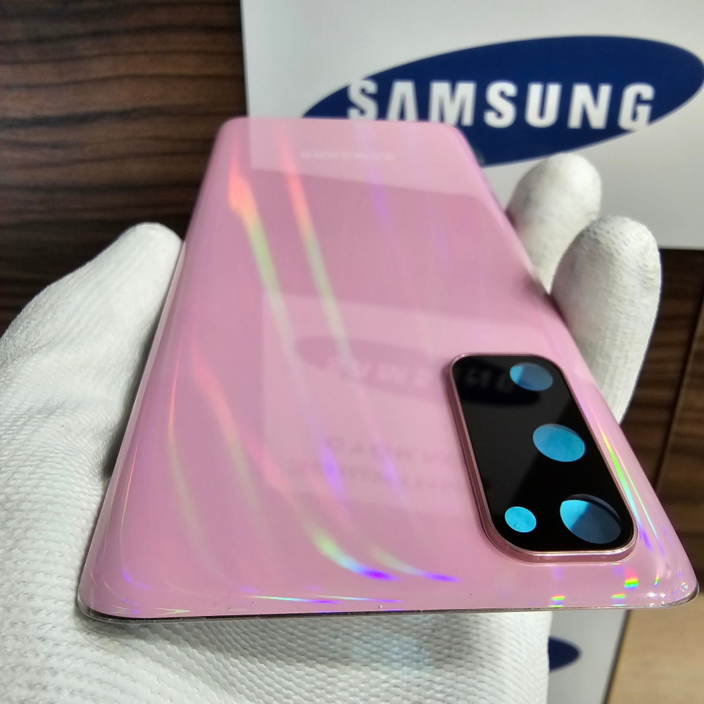 Крышка для Samsung S20 - стеклянная панель "хорошее качество" (розового цвета)