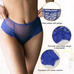 Трусики на высокой посадке Lace Strappy, синие, M-L