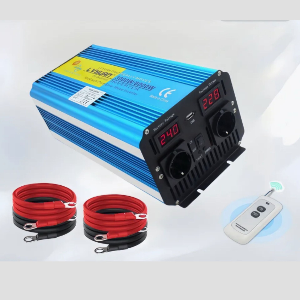 Инвертор 24V-220V 6000W/3000W чистый синус пульт управл. Lvyuan