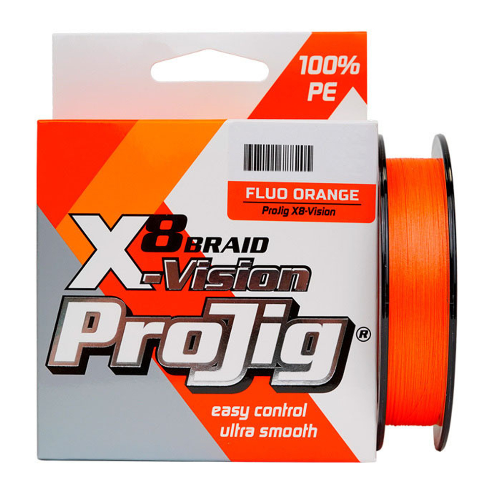 Шнур ProJig X8-Vision 0,18 мм., 14,0 кг,  100 м, оранжевый