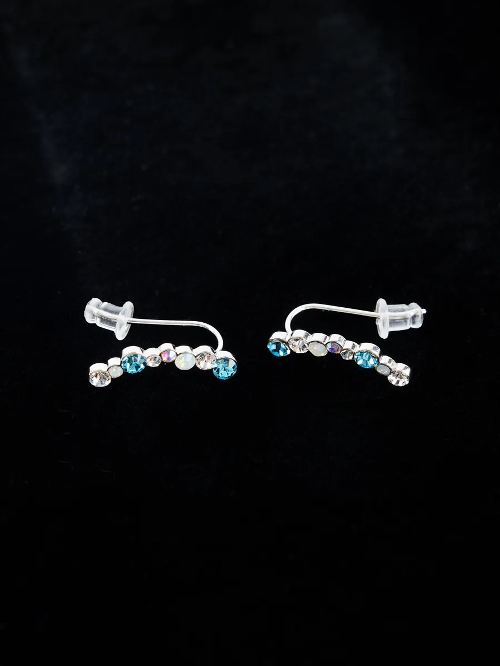 Серьги-клаймберы Млечный путь с голубыми кристаллами Swarovski