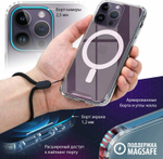 Прозрачный чехол для iPhone 14 Pro Max с магнитом для беспроводной зарядки MagSafe / противоударный с защитой камеры / Clear case белый