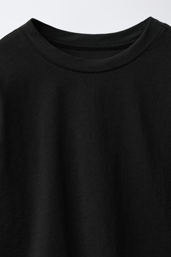 ZARA ОДНОТОННЫЙ ЛОНГСЛИВ, ЧЕРНЫЙ