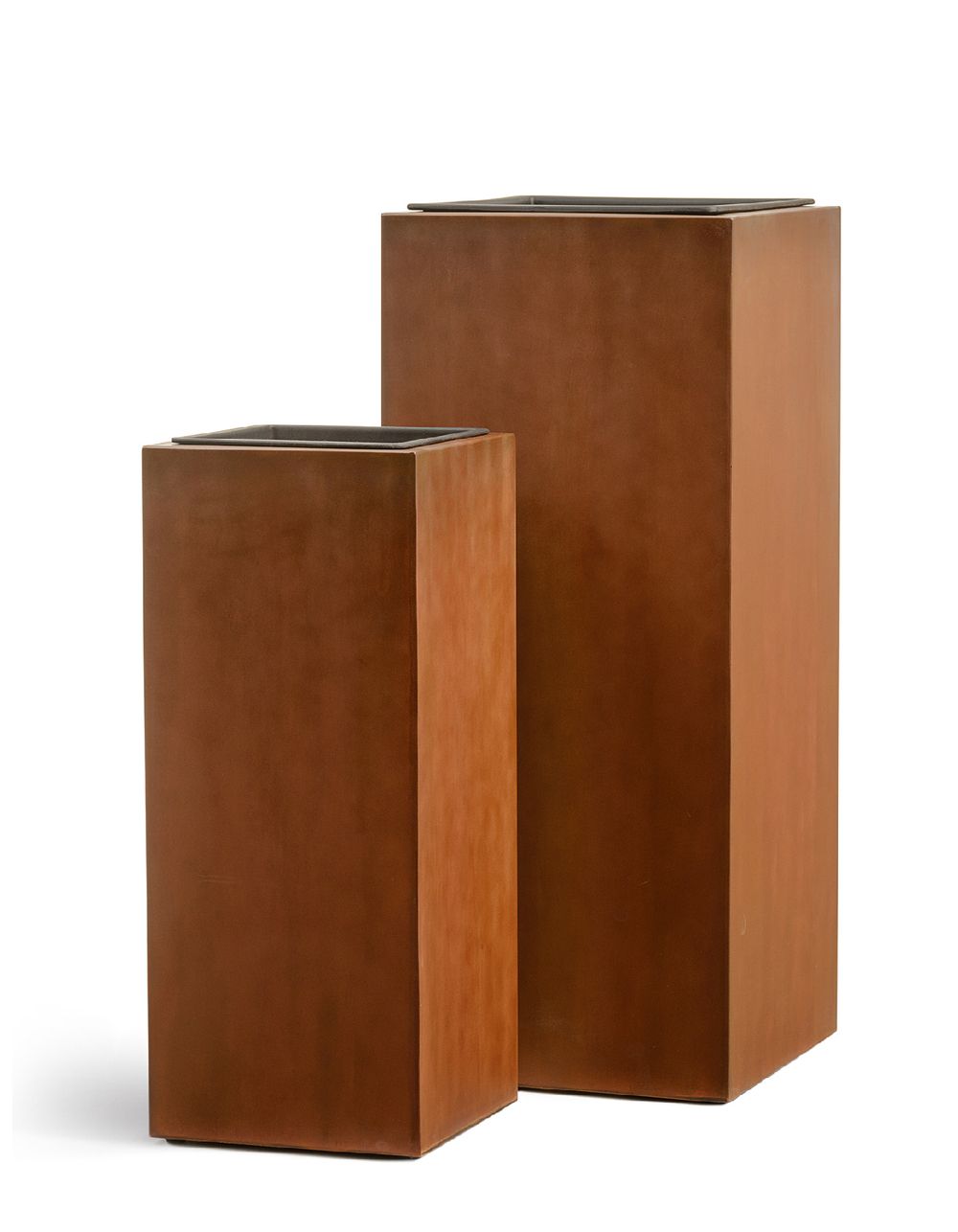 Кашпо TREEZ Effectory Corten Steel Высокий куб Бархатистая окись в-95 см 40х40 см 41.33-10-21-062-CS-95