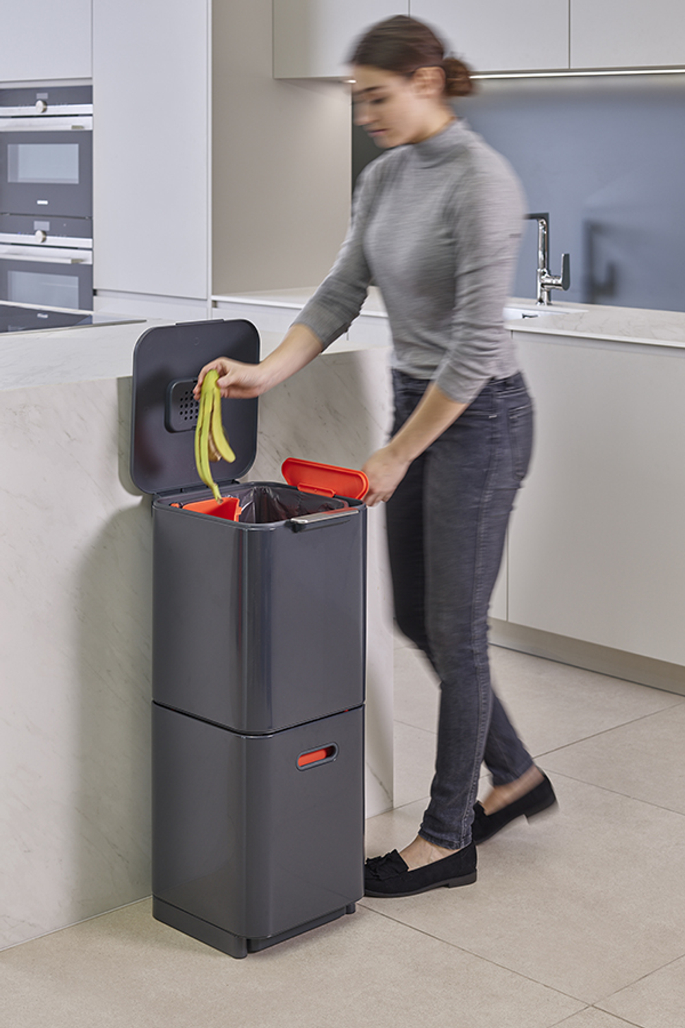 Контейнер для мусора с двумя баками totem compact, 40 л, графит