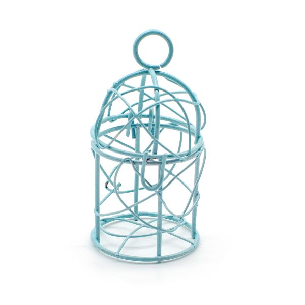 Миниатюра кукольная: Клетка (5,5х3,5), металл, бирюзовый Y-5535/2