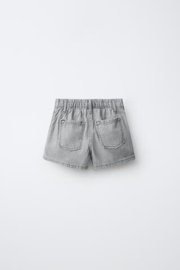 ZARA ДЖИНСОВАЯ ЮБКА-ШОРТЫ С ЗАКЛЕПКАМИ, СЕРЫЙ