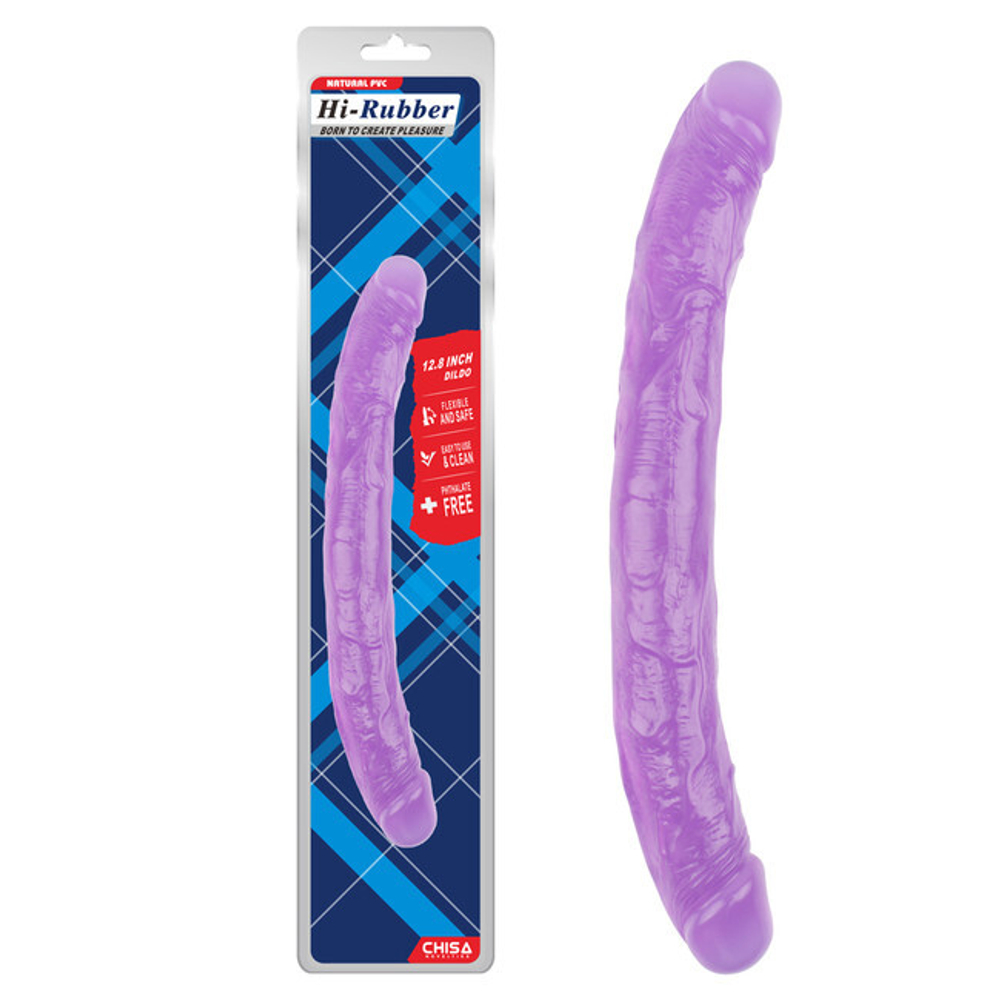 Фаллоимитатор двухконечный гелевый Hi Rubber 12,8" фиолетовый (Цвет: фиолетовый)