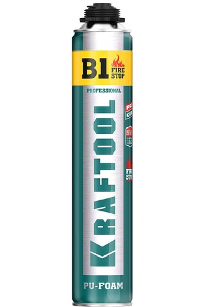 KRAFTOOL FIRE STOP B1, 750 мл, пистолетная, огнестойкая, не залипающий клапан, 240 С, SVS, выход до 45 л, монтажная пена (41186)