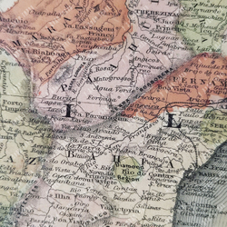 Карта Южной Америки. Johnson's South America. Литография, ручная подрисовка. США, 1863.
