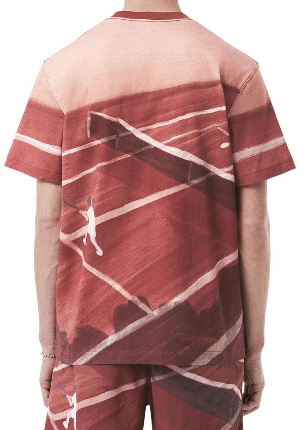 Мужская теннисная футболка Lacoste Classic Fit Tennis Print - Коричневый