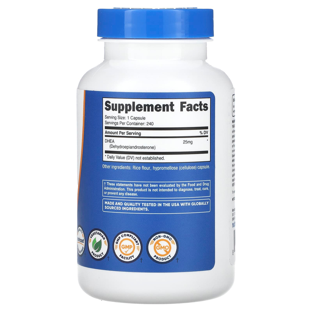 Nutricost, ДГЭА, 25 мг, 240 капсул