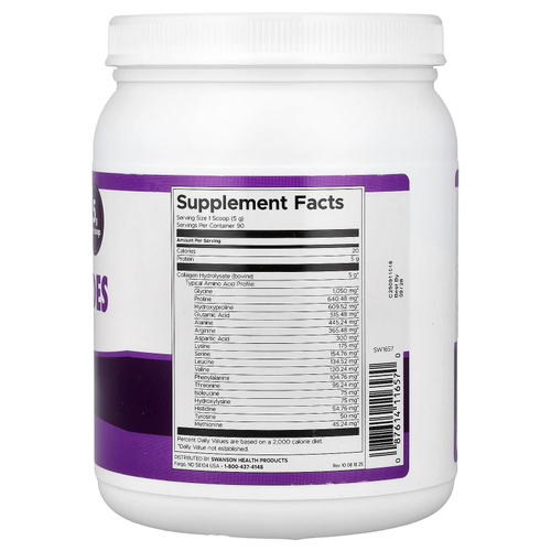Swanson Vitamins, пептиды коллагена, с нейтральным вкусом, 454 г (16 унций)