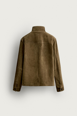 ZARA ЗАМШЕВАЯ КУРТКА REGULAR FIT, ТЕМНЫЙ РЫЖЕВАТО-КОРИЧНЕВЫЙ