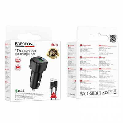 Автомобильное зарядное устройство для Type-C Borofone BZ34 QC3.0 (black)