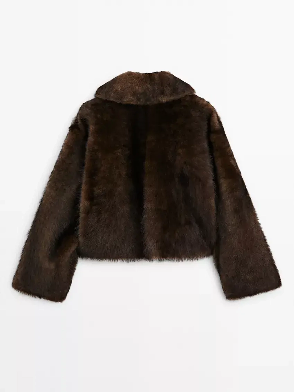 Massimo Dutti Короткая шуба из овечьей кожи, коричневый