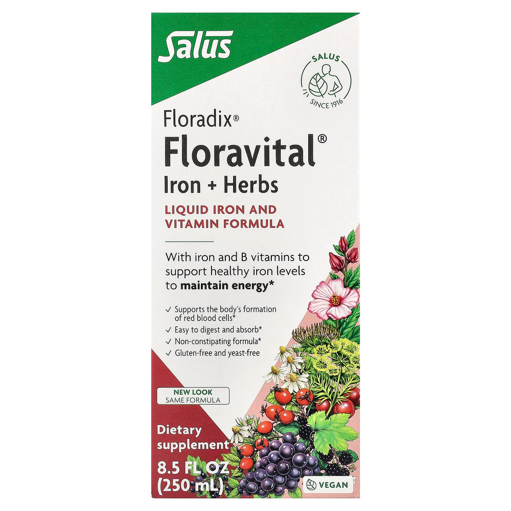 Floradix, Floravital® Iron + Herbs, 250 мл (8,5 жидк. Унции)