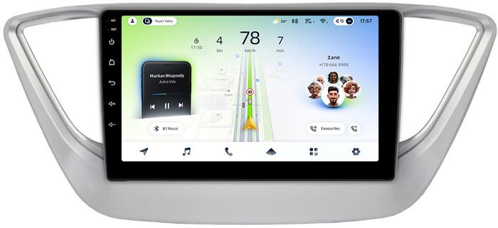 Магнитола для Hyundai Solaris 2 2017-2020 (штатная КЗВ, рамка серебро) - Teyes CC4L монитор 9" IPS, Android 14, Быстрая, Snapdragon 662, CarPlay, 4G SIM-слот