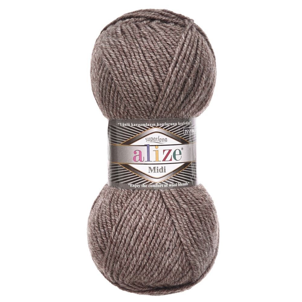 Пряжа Alize (Ализе) Superlana Midi / уп.5 мот. по 100 г, 170м, 240 светло-коричневый А
