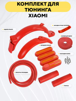 Цветной набор для тюнинга электросамоката Xiaomi (крылья, бампер, обмотка, грипсы, накладки)
