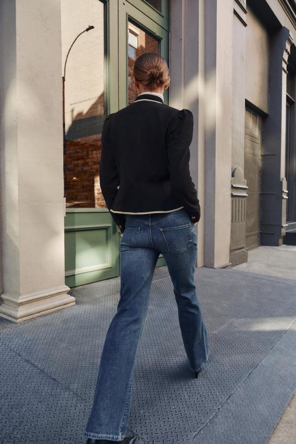 ZARA ДЖИНСЫ Z1975 BOOTCUT С НИЗКОЙ ПОСАДКОЙ И ШИРОКИМ ПОЯСОМ, СИНИЙ