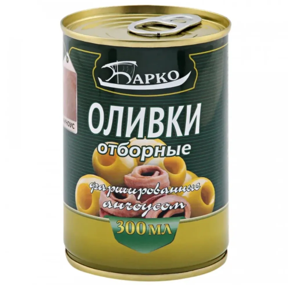 Оливки фарш.анчоусом 280г/314мл ж/б (Барко) Беларусь