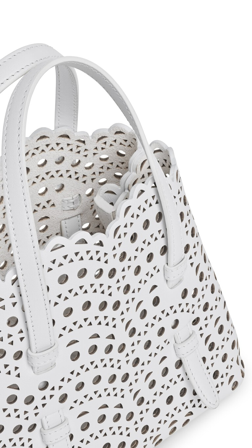ALAÏA СУМКА MINA 20 ИЗ ВЕНСКОЙ ТЕЛЯЧЬЕЙ КОЖИ, КРЕМОВЫЙ