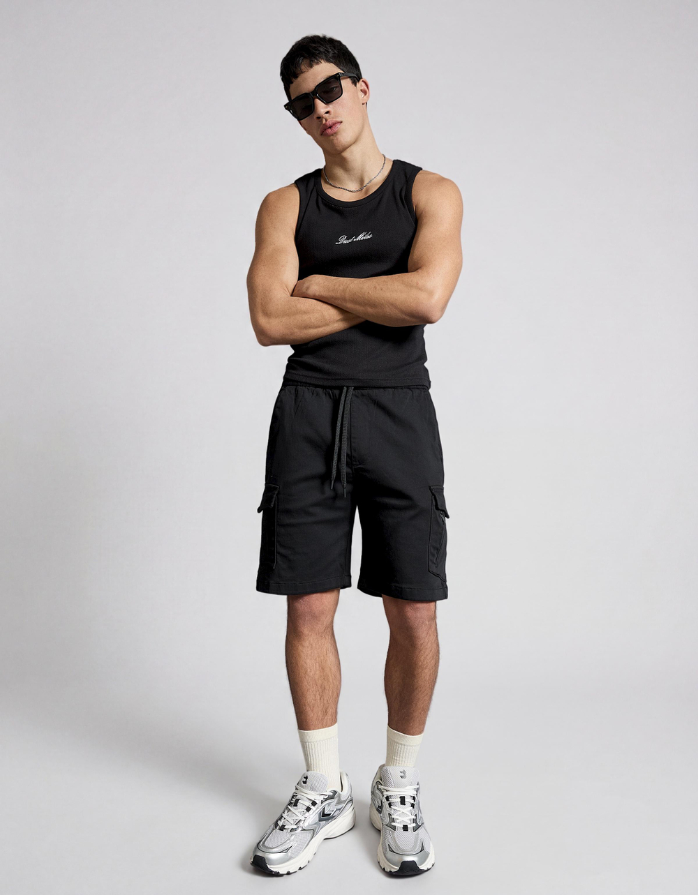 Мужские бермуды карго прямого кроя - BERSHKA