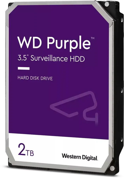 Внутренний HDD 3.5" Western Digital Purple Surveillance PURZ, 2Тб, SATA3, Bulk, Чтение:180мб/с, Запись:180мб/с, 5400об/мин, Буфер:256Мб (WD22PURZ)