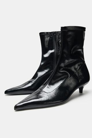 ZARA БОТИЛЬОНЫ НА КАБЛУКЕ, ЧЕРНЫЙ