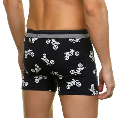 Темно-синие трусы-боксеры с принтом в виде байков (Размер: L) (Цвет: темно-синий)