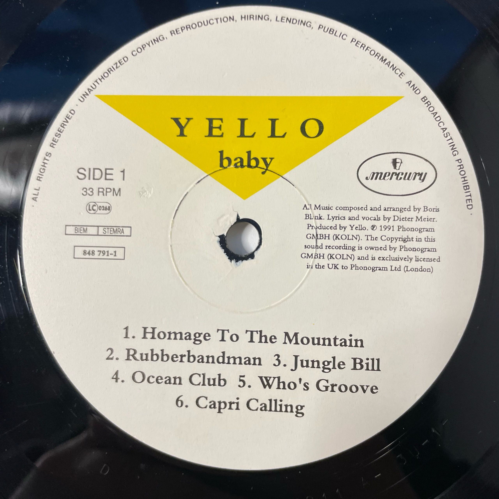 Винтажная виниловая пластинка LP Yello Baby (Германия 1991)