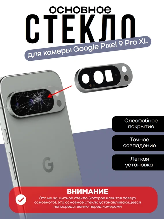Основное стекло камеры с рамкой Google Pixel 9 Pro XL Hazel (Серый)