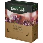 Чай чёрный Greenfield Spring Melody 100 пакетиков (чёрная смородина, мята, чабрец)