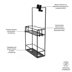 Полка-органайзер для душа cubiko, черная
