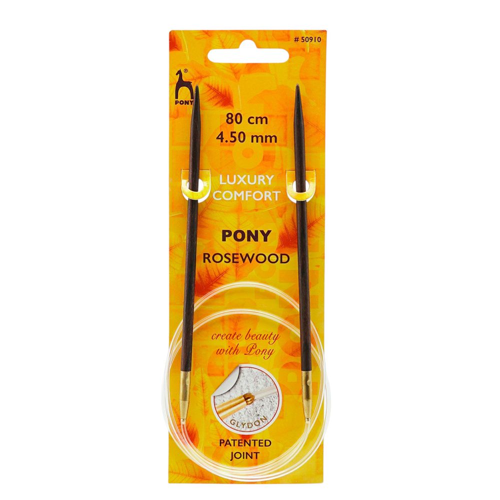 Спицы круговые Pony Rosewood ⌀4.5 мм, 80 см, розовое дерево, 50910